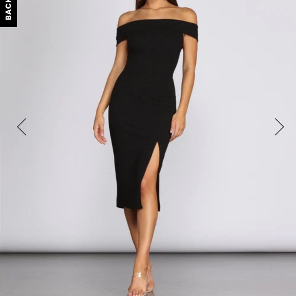 Windsor Crepe Midi black dress